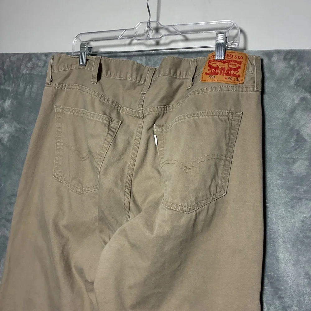 Levi's 559 Relaxed Straight Denim Jeans Mens 40x32 Tan Khaki